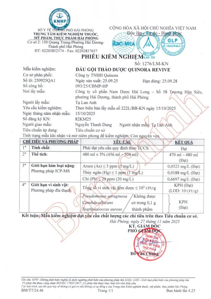 Giấy tờ kiểm định Quinora